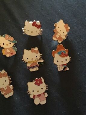 Hello Kitty Colorful Character Enamel Pin Set - Pink, White, Red, Orange